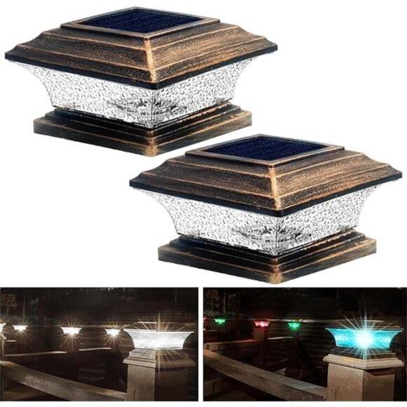 Solar Post Cap Lights Outdoor LED Lighting Deck Fence Cap Light 9 Light Modes - Picture 7 of 7